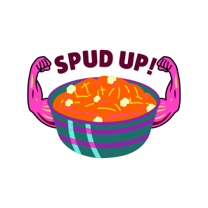 Spud Up, Food, Bowl, Thanksgiving, Typography, icon
