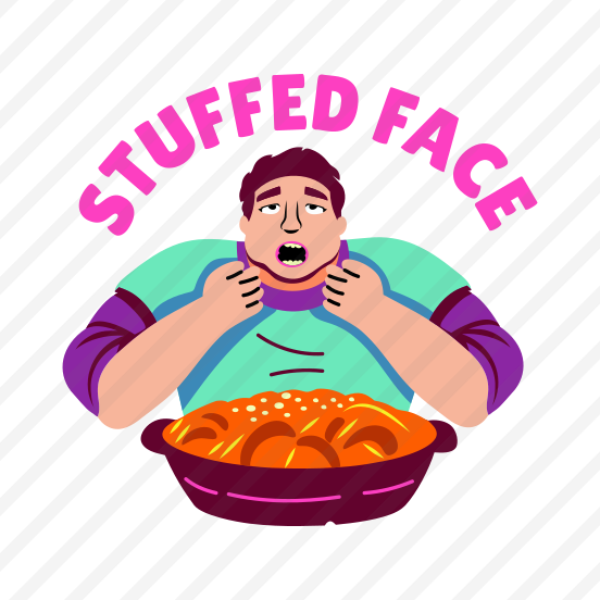 Stuffed Face, Eating, Food, Thanksgiving, Typography, preview