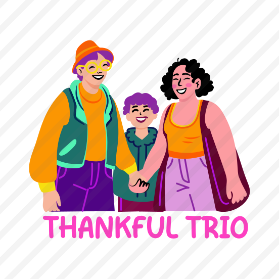 Thankful Trio, Family, Happy, Thanksgiving, Festival, preview