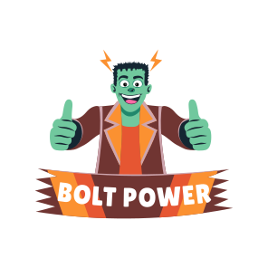 Bolt Power, Frankenstein, Thumbs Up, Character, Typography icon