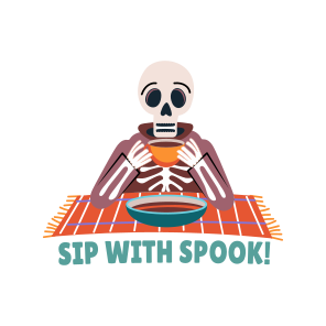 Drinking Skeleton, Beverage, Spooky, Scary, Typography icon