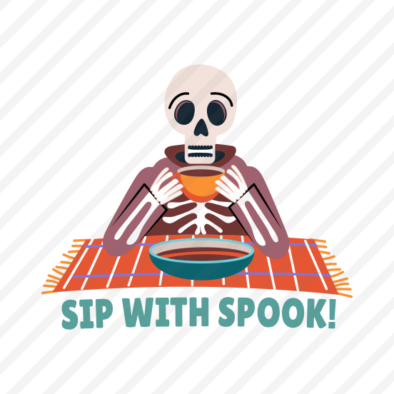 Drinking Skeleton, Beverage, Spooky, Scary, Typography preview