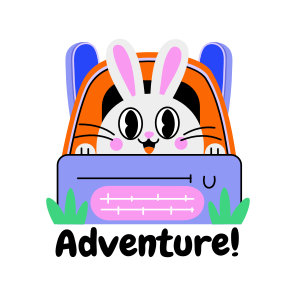 Adventure, Cute Hare, Rabbit, Animal, Typography icon