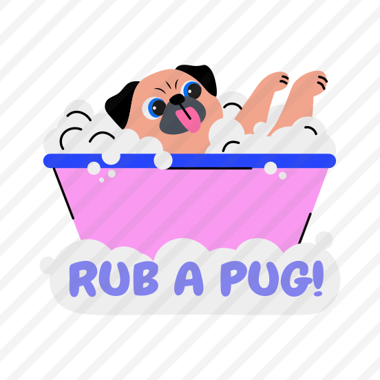 Bathing Dog, Pug, Pet, Animal, Typography preview