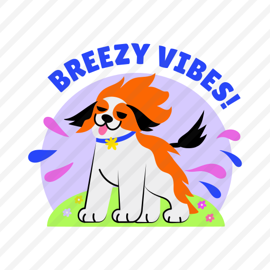Breezy Vibes, Relaxing Dog, Pet, Animal, Typography preview
