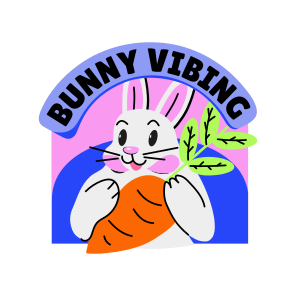 Bunny Vibing, Eating, Carrot, Pet, Animal, Typography icon