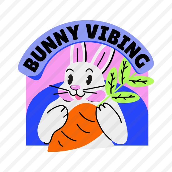 Bunny Vibing, Eating, Carrot, Pet, Animal, Typography preview