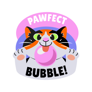 Cat Blowing, Bubble, Pet, Animal, Typography icon