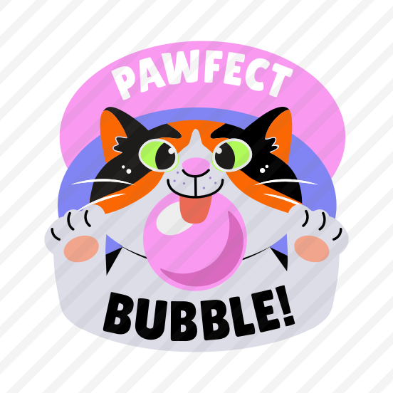 Cat Blowing, Bubble, Pet, Animal, Typography preview