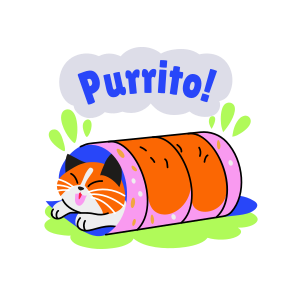 Cat Burrito, Feline, Pet, Animal, Typography icon