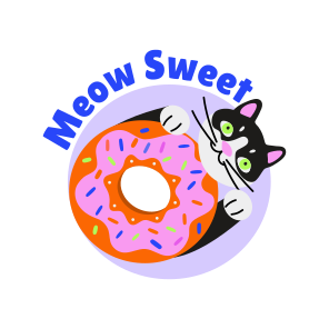 Cat Donut, Sweet, Pet, Animal, Typography icon