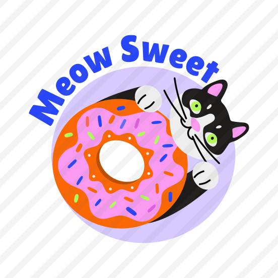 Cat Donut, Sweet, Pet, Animal, Typography preview