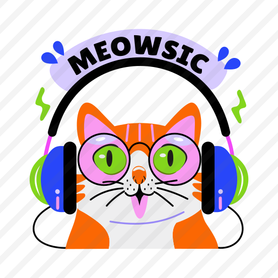 Cat Music, Listening, Pet, Animal, Typography preview