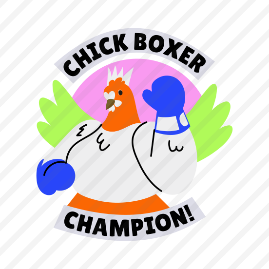 Chick Boxing, Fighter, Champion, Bird, Typography preview