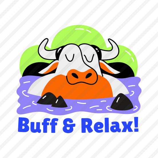 Cow Resting, Relaxing, Animal, Typography, Lettering preview