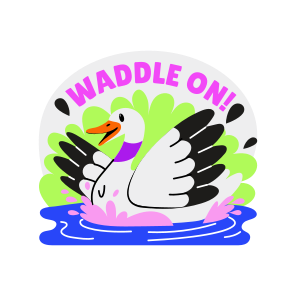 Cute Duck, Waddle On, Pet, Animal, Typography icon