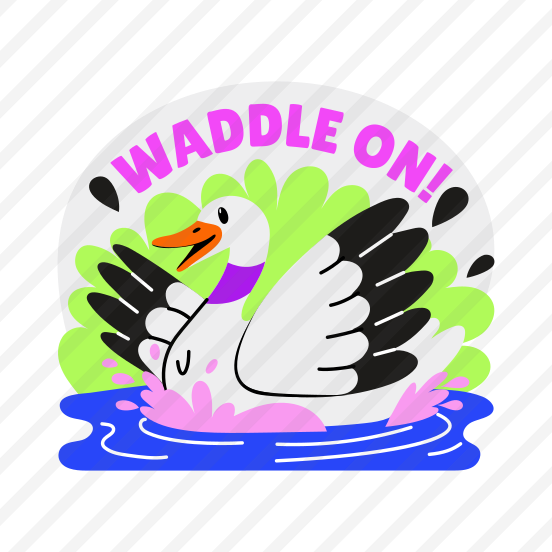 Cute Duck, Waddle On, Pet, Animal, Typography preview