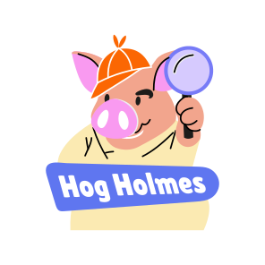 Detective Pig, Hog, Pet, Animal, Typography icon