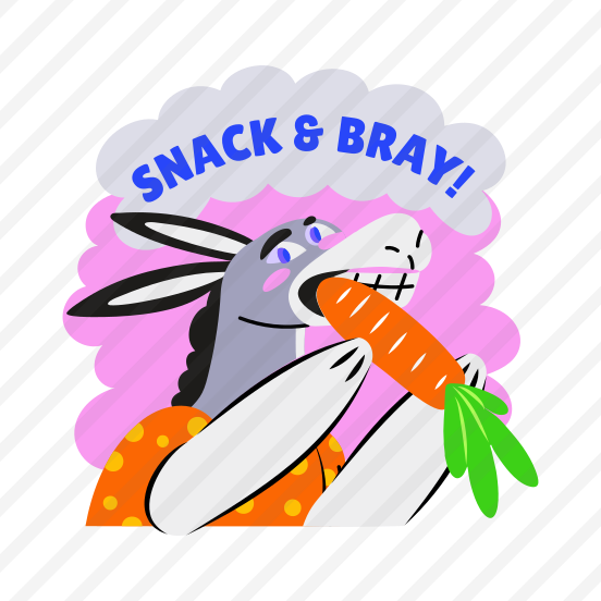 Donkey Eating, Snack, Pet, Animal, Typography preview