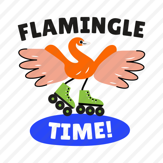 Flamingo Time, Skating, Bird, Enjoying, Typography preview