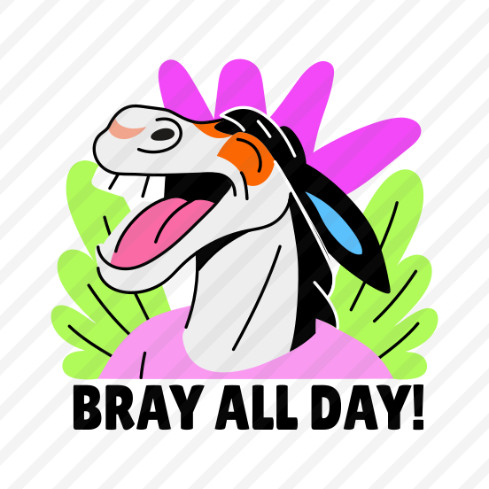 Funny Donkey, Laughing, Pet, Animal, Typography preview