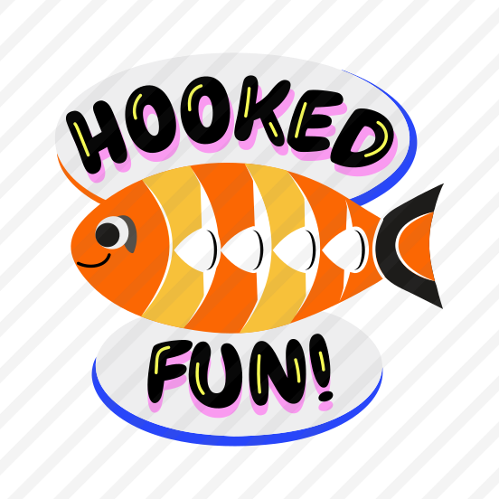 Hooked Fun, Fish, Angling, Typography, Letting preview