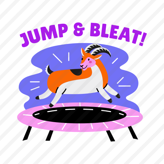 Jumping Goat, Enjoying, Pet, Animal, Typography preview
