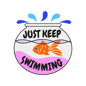 Keep Swimming, Fish, Pet, Animal, Typography icon