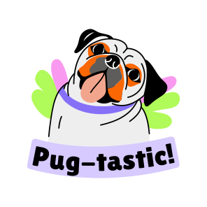 Licking Dog, Pet, Animal, Pug, Typography icon