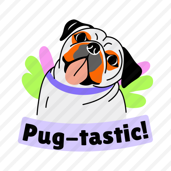 Licking Dog, Pet, Animal, Pug, Typography preview
