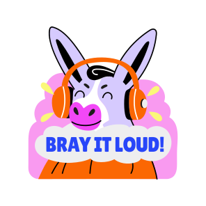 Listening Music, Donkey, Animal, Enjoying, Typography, icon