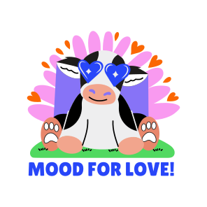 Lovely Cow, Buffalo, Pet, Animal, Typography icon