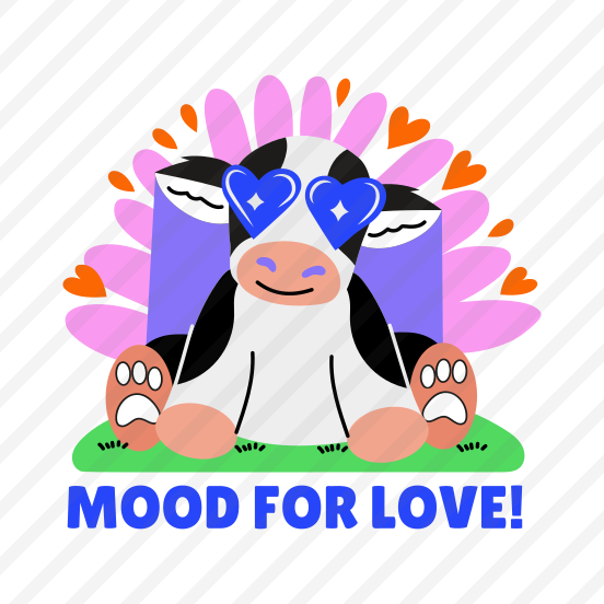 Lovely Cow, Buffalo, Pet, Animal, Typography preview