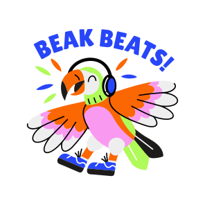 Parrot Music, Bird, Pet, Animal, Typography icon