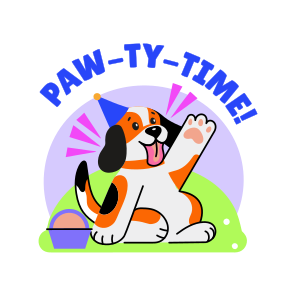 Party Time, Dog, Pet, Animal, Typography icon