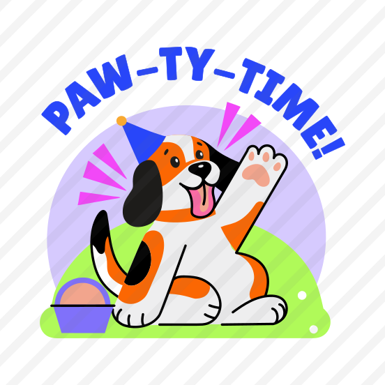 Party Time, Dog, Pet, Animal, Typography preview
