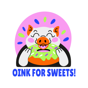 Pig Eating, Donut, Pet, Animal, Typography icon