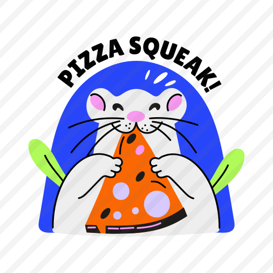 Pizza Squeak, Eating, Pet, Animal, Typography preview