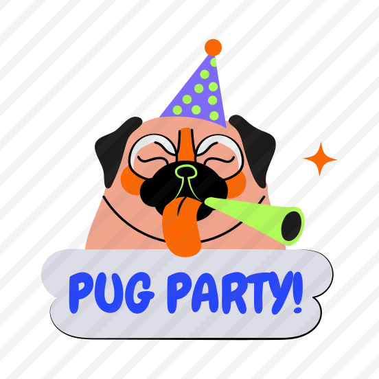 Pug Party, Dog, Pet, Animal, Typography preview