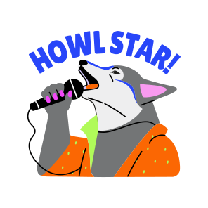 Singing Wolf, Howling, Animal, Typography, Lettering icon