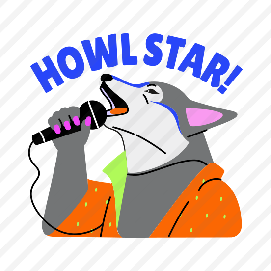 Singing Wolf, Howling, Animal, Typography, Lettering preview