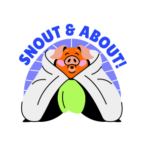 Sleeping Pig, Resting, Pet, Animal, Typography icon