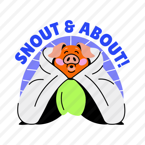 Sleeping Pig, Resting, Pet, Animal, Typography preview