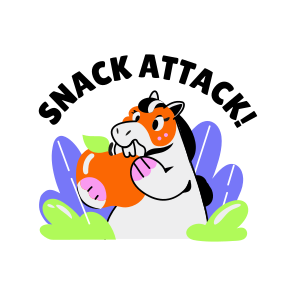 Snack Attack, Eating, Pet, Animal, Typography icon
