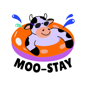 Swimming Cow, Buffalo, Enjoying, Animal, Typography icon