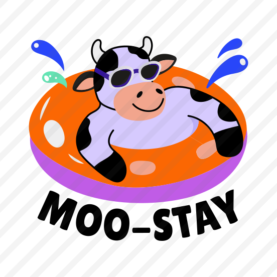 Swimming Cow, Buffalo, Enjoying, Animal, Typography preview