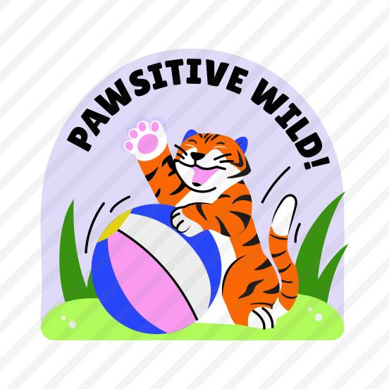 Tiger Playing, Wildlife, Animal, Typography, Lettering preview