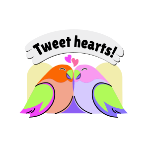 Tweet Hearts, Lovely, Birds, Typography, Lettering, icon
