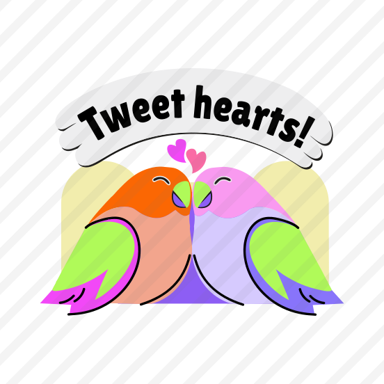 Tweet Hearts, Lovely, Birds, Typography, Lettering, preview