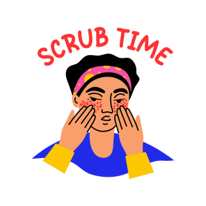 Scrub Time, Exfoliate, Cleanse, Facial, Rubbing, icon